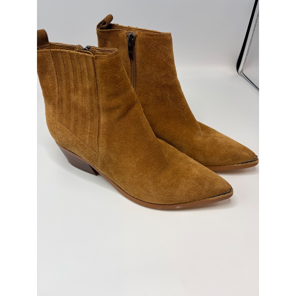 Marc Fisher Womens Cognac Brown Suede Pointed Toe Western Ankle Boots Size 7M